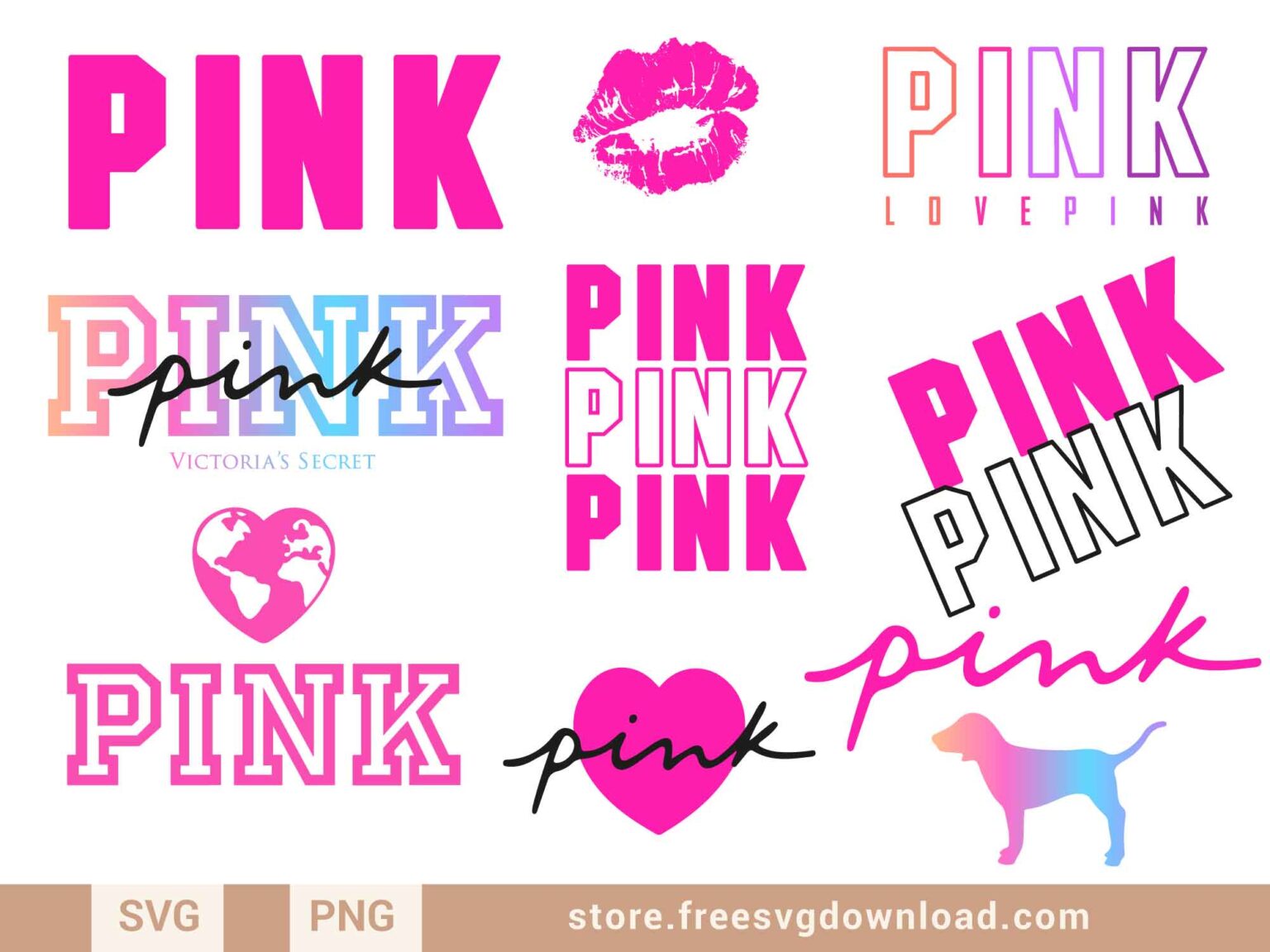 Love Pink Logo SVG Bundle 2 (FSD-A8) - Store Free SVG Download