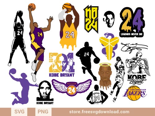 Kobe Bryant SVG Bundle, 24 Lakers Clipart, black mamba svg, lakers logo svg, nba svg, basketball svg, jordan svg, nipsey hussle svg