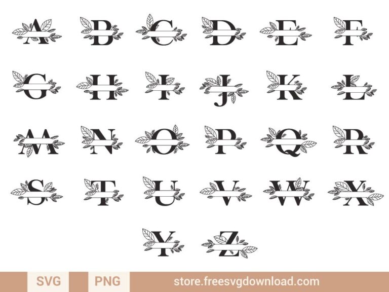 Floral Monogram SVG Bundle, Floral alphabet svg, split monogram svg, split monogram alphabet, flower monogram, svg files for cricut, monogram font svg, circle monogram svg