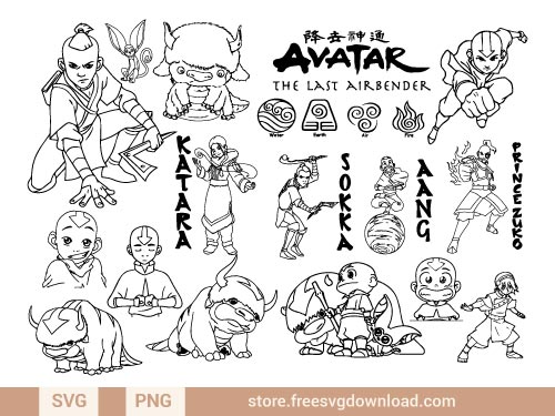 Avatar The Last Airbender SVG Bundle cut files, aang svg, appa svg, zuko svg, katara svg, fire nation svg, cartoon svg, tv shows svg,