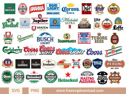 Beer SVG Bundle, Beer brand svg, drinking svg, corona svg, budweiser svg, busch svg, beer logo svg, coors light svg, bud light svg, miller svg, guinness svg, miller lite svg, heineken svg,