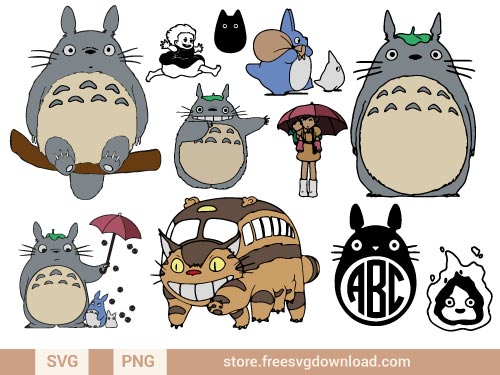 Totoro SVG Bundle, studio ghibli svg, anime svg, catbus svg, mei svg, spirited away svg, movies svg, my neighbor totoro svg