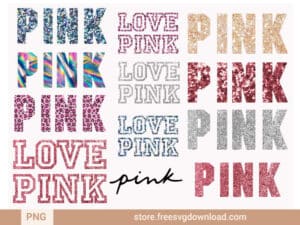 Love Pink Clipart, Heart png, Love Pink Dog Clipart, VS Pink Clipart bundle for cricut design, pink nation png cut files