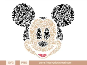 Mickey Mouse Head SVG featuring a mosaic of Disney-inspired elements