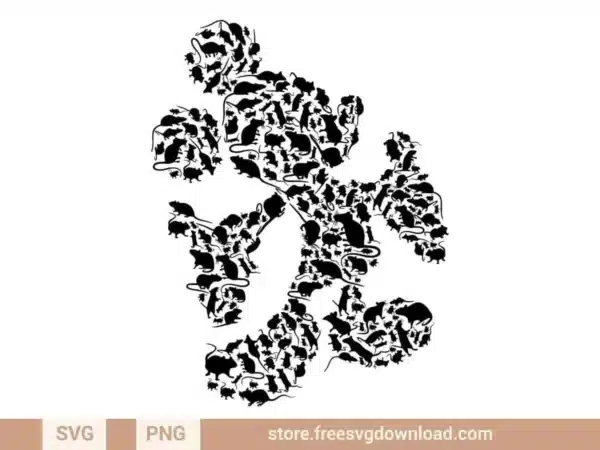 Mickey Mouse Rats SVG featuring a silhouette of Mickey Mouse filled with rat illustrations