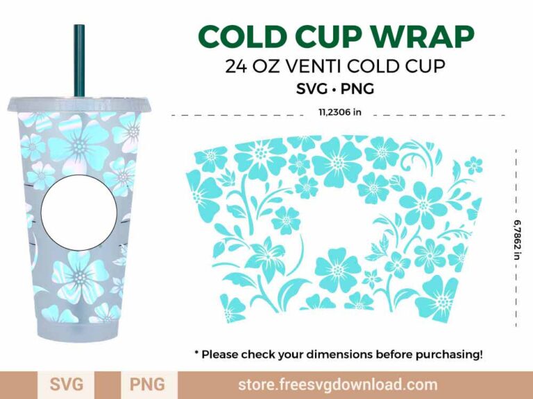 Flowers Starbucks Wrap SVG & PNG, svg files for silhouette, svg files for cricut, separated svg, trending svg, Starbucks svg, aesthetic svg, floral svg
