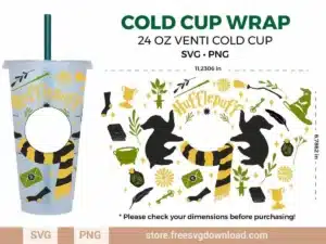 Hufflepuff Harry Potter Starbucks Wrap SVG