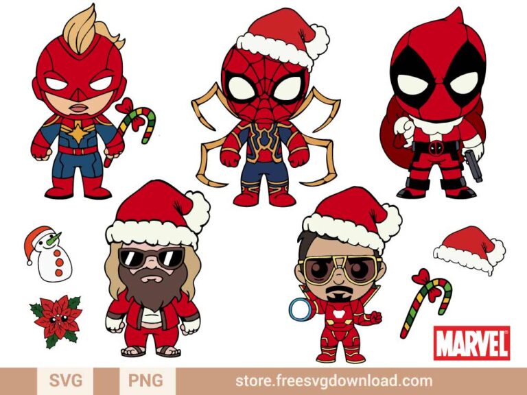 Avengers Christmas SVG Bundle cut files, avengers svg, spiderman svg, tony stark svg, thor svg, captain america svg, Deadpool svg, Christmas svg, marvel svg, superhero svg, iron man svg