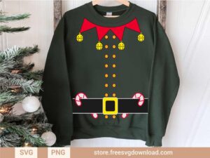 Elf Costume SVG & PNG, SVG file for Silhouette, svg files for cricut, separated svg, shirt svg, aesthetic svg, trendy svg, Christmas SVG, Christmas ugly sweater svg, santa svg, funny Christmas svg