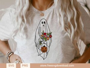 Floral Ghost SVG & PNG, SVG file for Silhouette, svg files for cricut, separated svg, shirt svg, aesthetic svg, trendy svg, Halloween SVG
