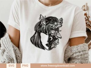 Girl With Butterflies SVG & PNG, SVG file for Silhouette, svg files for cricut, separated svg, shirt svg, aesthetic svg, trendy svg, butterfly svg