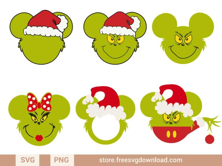 Grinch Mickey Mouse SVG Bundle & PNG, SVG Free Download, SVG for Cricut Design Silhouette, svg files for cricut, Christmas svg, Merry Christmas SVG, holiday svg, Santa svg, snow flake svg, candy cane svg, Christmas tree svg, mickey mouse svg, minnie mouse svg, Christmas ornaments svg