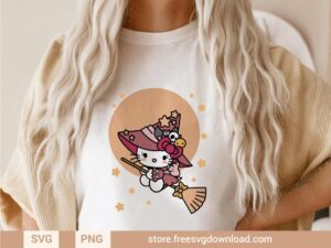 Hello Kitty Witch SVG & PNG, SVG file for Silhouette, svg files for cricut, separated svg, shirt svg, aesthetic svg, trendy svg, Halloween SVG