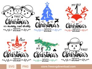 My First Christmas SVG Bundle & PNG, SVG Free Download, SVG for Cricut Design Silhouette, svg files for cricut, Christmas svg, Merry Christmas SVG, holiday svg, baby Christmas SVG, first Christmas SVG, deer svg, unicorn svg, bear svg, dinosaur svg,