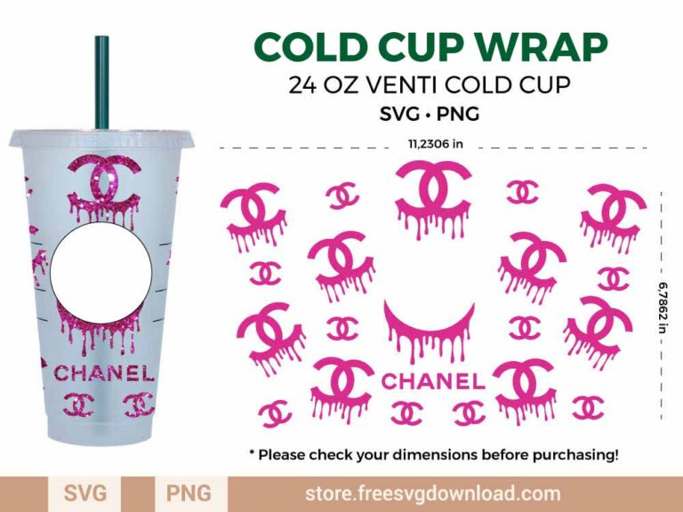Chanel Drip Starbucks Wrap SVG & PNG, svg files for silhouette, svg files for cricut, separated svg, trending svg, Starbucks svg, aesthetic svg, fashion brand svg, chanel svg
