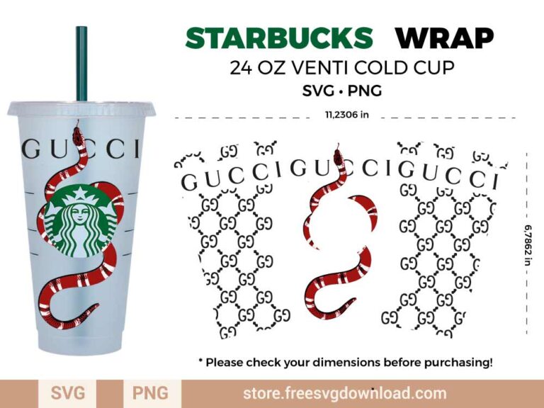 Gucci Starbucks Wrap SVG & PNG, svg files for silhouette, svg files for cricut, separated svg, trending svg, Starbucks svg, aesthetic svg, fashion brand svg, Gucci svg