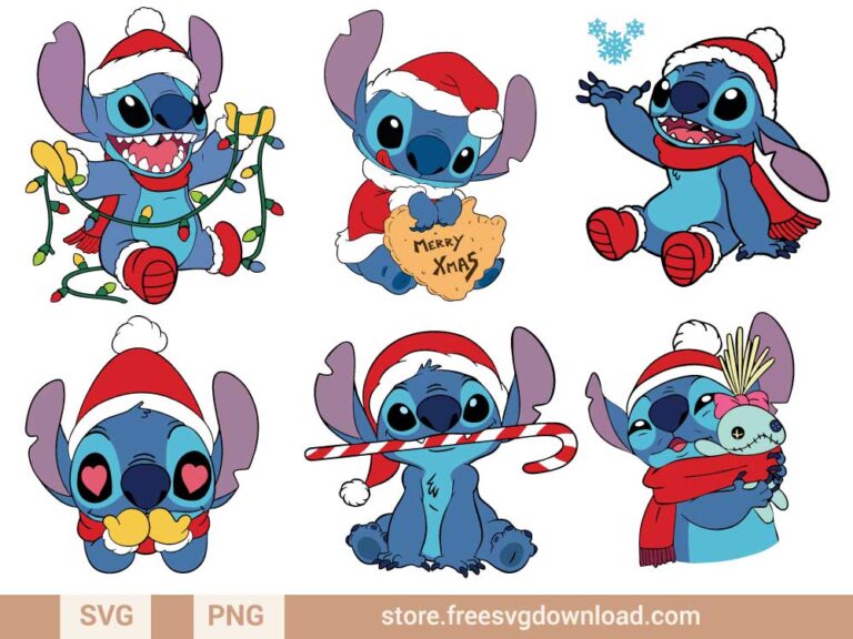 Stitch Christmas SVG Bundle & PNG, SVG Free Download, SVG for Cricut Design Silhouette, svg files for cricut, Merry Christmas svg, disney svg, stitch svg, ohana svg, lilo svg, snow flake svg, Christmas ornament svg, christmas gift svg