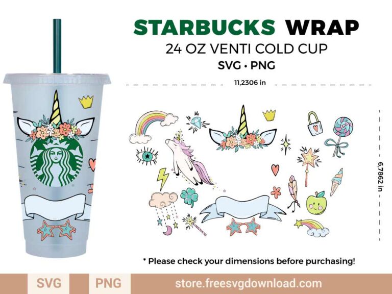 Starbucks Wrap SVG & PNG, svg files for silhouette, svg files for cricut, separated svg, trending svg, Starbucks svg, aesthetic svg, rainbow svg, pink svg, icecream svg, candy svg
