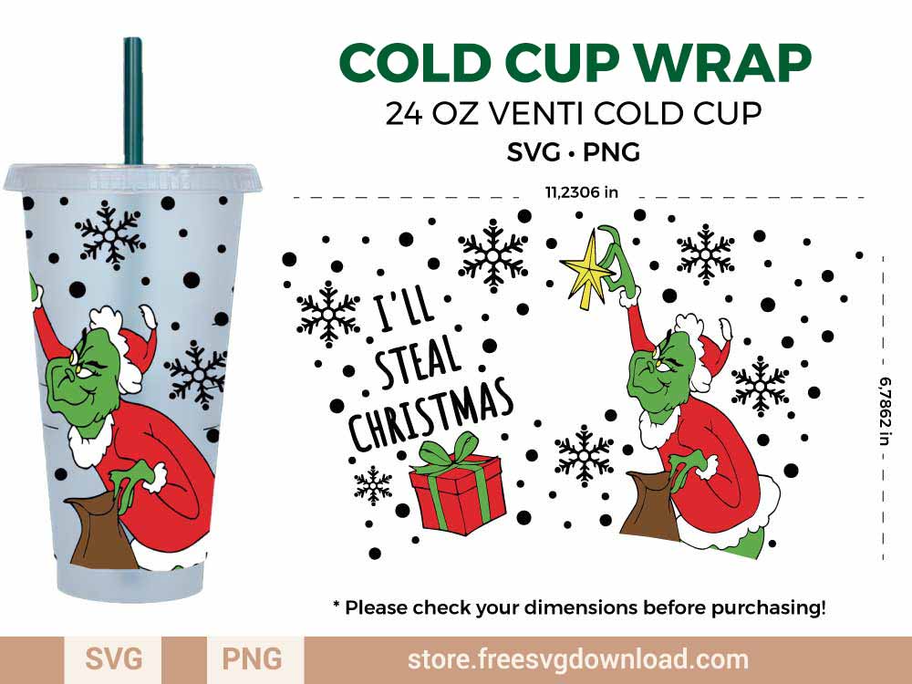 Full Wrap Starbucks Christmas Grinch, Full wrap Svg for Starbucks Tumbler -  Svg for DIY, DIY Starbuck Cup Instant Download - DoranStars