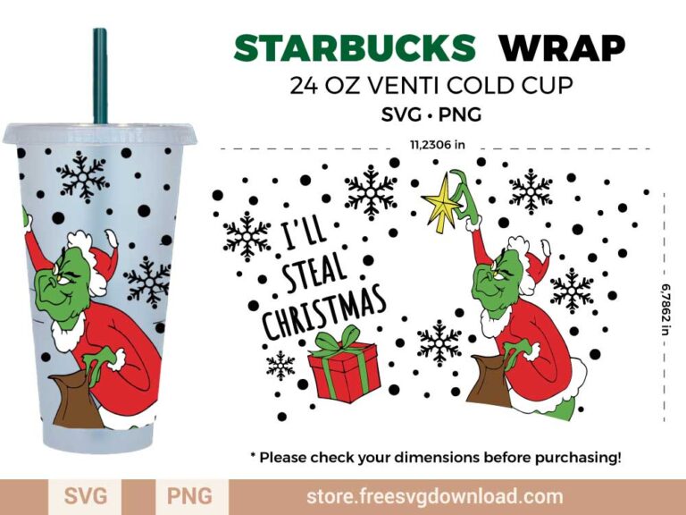 Grinch Starbucks Wrap SVG & PNG, svg files for silhouette, svg files for cricut, separated svg, trending svg, Starbucks svg, aesthetic svg, Christmas svg, Merry Christmas SVG, snowflakes svg,  holiday svg, Santa svg, snow flake svg, candy cane svg, Christmas tree svg, dr seuss svg, grinch steal Christmas SVG, Christmas gift svg