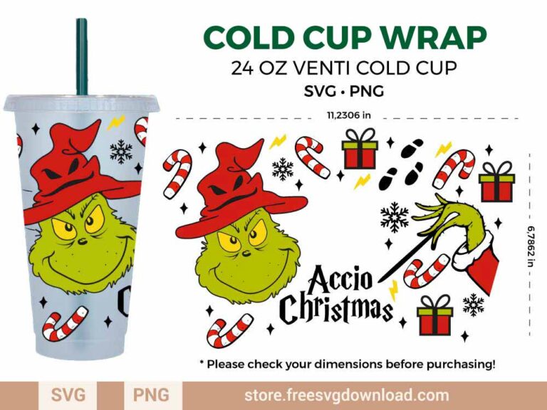 Grinch Harry Potter Starbucks Wrap SVG & PNG, svg files for silhouette, svg files for cricut, separated svg, trending svg, Starbucks svg, aesthetic svg, Christmas svg, Merry Christmas SVG, snowflakes svg, snow flake svg, candy cane svg, grinch svg, harry potter svg, Hogwarts svg, accio svg, magic svg, wizard svg, Hogwarts Christmas svg