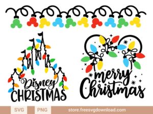 Mickey Christmas Lights SVG Bundle & PNG, SVG for Cricut Design Silhouette, svg files for cricut, Christmas mickey mouse svg, Christmas lights svg, disney svg, minnie mouse svg, Christmas svg, Merry Christmas SVG, holiday svg, Santa svg, snow flake svg, candy cane svg, Christmas tree svg, let it snow svg, angel svg, deer svg, christmas gift svg