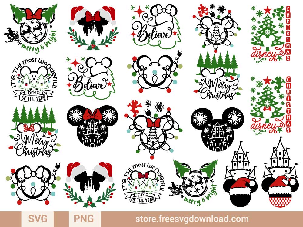Mickey Mouse Head Christmas SVG Bundle (FSD-K54) - Store Free SVG Download