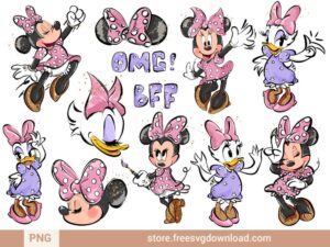 Minnie Mouse Daisy Clipart Bundle, minnie mouse png, daisy png, disney png, Minnie mouse clipart, pink minnie png, Minnie mouse bow png, minnie mouse head png
