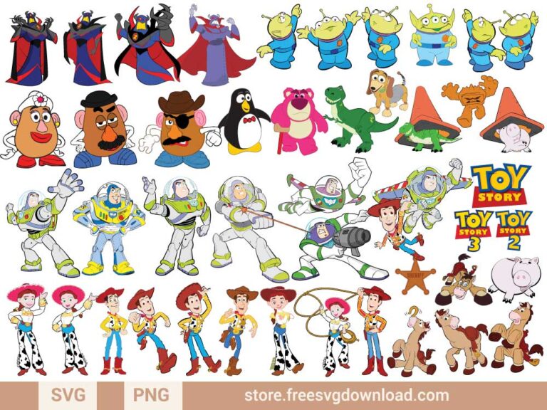 Toy Story SVG & PNG, SVG for Cricut Design Silhouette, svg files for cricut, separated svg, disney svg, toy story svg, woody svg, buzz lightyear svg, forky svg, toy story png, alien svg, andy svg, disneyland svg, birthday svg, svg for kids, rex svg, dino svg, Mr and Mrs potato svg, friends svg