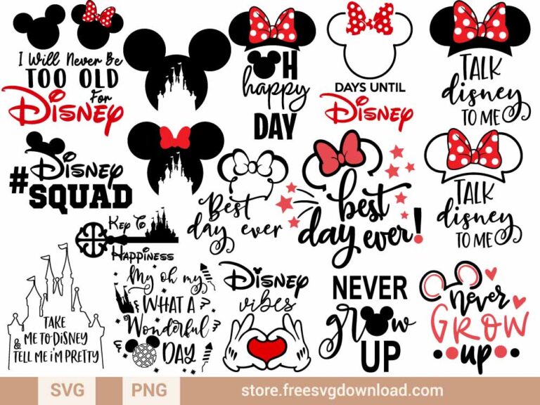 Disneyland SVG Bundle & PNG, SVG for Silhouette, svg files for cricut, mickey mouse svg, disney svg, minnie mouse svg, mickey ears svg, mickey head svg, best day ever svg, until days svg, disney squad svg, never grow up svg, oh happy day svg, disney vibes svg, talk disney to me svg, key to happiness svg, disney castle svg
