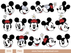 Mickey Minnie Face SVG Bundle & PNG, SVG for Silhouette, svg files for cricut, mickey mouse svg, disney svg, minnie mouse svg, mickey mouse original svg, Minnie original svg, mickey face svg