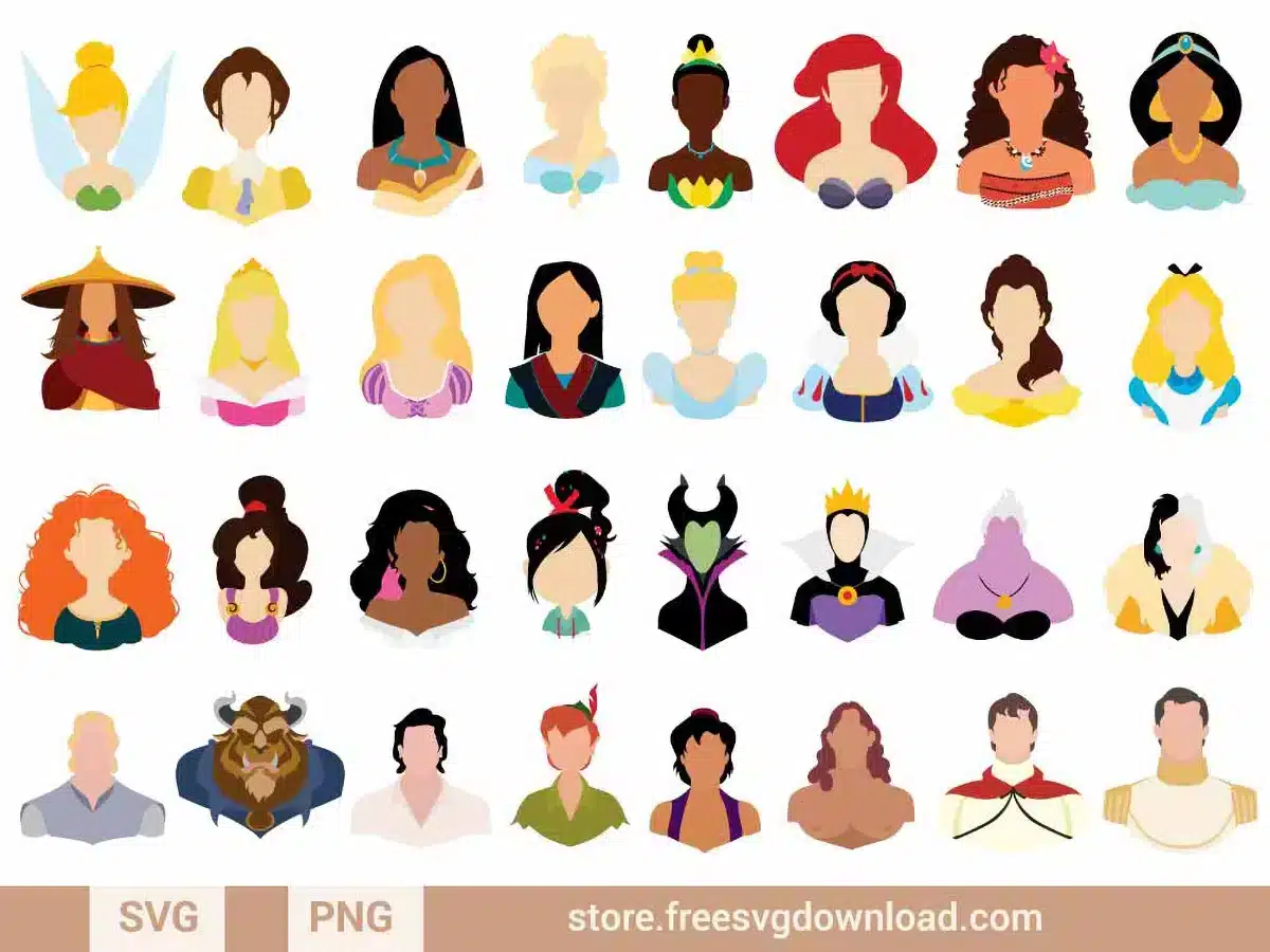 Princess Silhouette SVG Bundle - Store Free SVG Download for Free Printable Disney Princess Silhouette