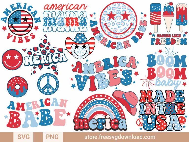 4th of July SVG Bundle cut files, american babe svg, american mama svg, america rainbow svg, taste like freedom svg, boom boom baby svg, fourth of july svg, independence day svg, america svg, patriotic day svg, usa svg, american flag svg, god bless america svg, fireworks svg, 4th of july mickey svg