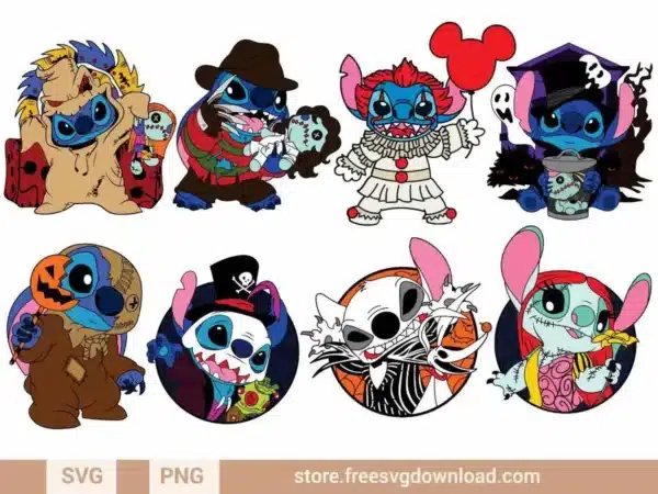 Halloween Stitch SVG Bundle featuring spooky Stitch designs inspired by Halloween themes and Disney magic.