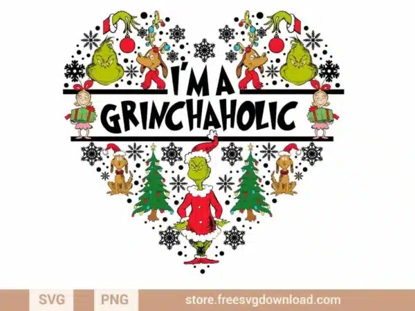 Grinch Love SVG Bundle featuring heart-shaped designs, holiday quotes, and festive Grinch graphics