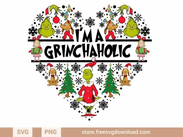 Grinch Love SVG Bundle featuring heart-shaped designs, holiday quotes, and festive Grinch graphics