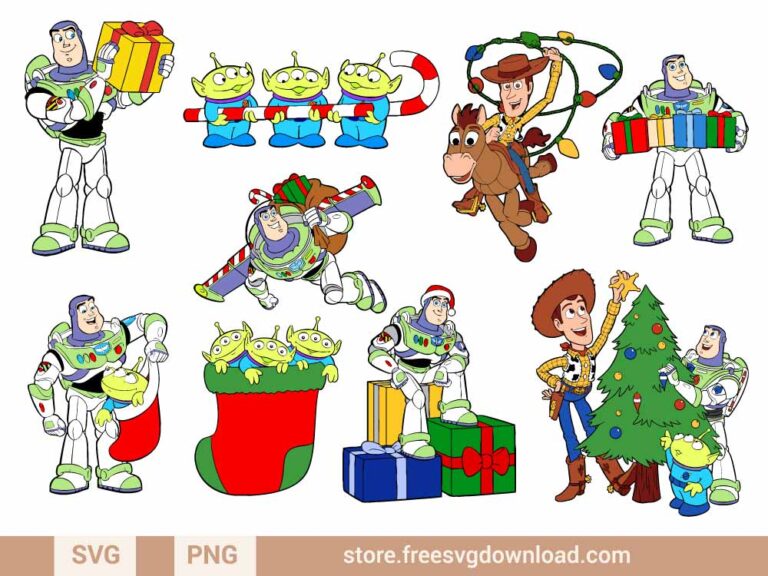 Toy Story Christmas SVG & PNG, SVG for Cricut Design Silhouette, svg files for cricut, separated svg, disney svg, toy story svg, woody svg, buzz lightyear svg, forky svg, toy story png, alien svg, andy svg, disneyland svg, birthday svg, svg for kids, rex svg, dino svg, Mr and Mrs potato svg, friends svg, toy story svg, merry christmas svg