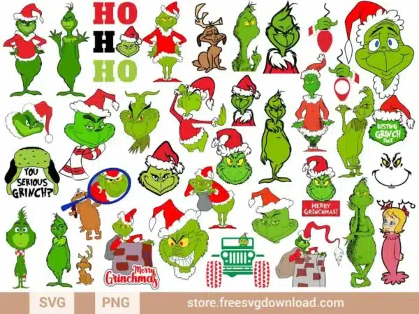 Grinch SVG Bundle 3 featuring festive Grinch illustrations and holiday-themed graphics