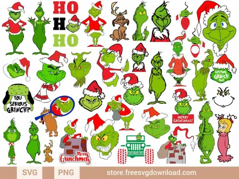 Grinch SVG Bundle 3 featuring festive Grinch illustrations and holiday-themed graphics