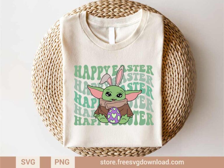 Happy Easter Baby Yoda SVG & PNG, svg files for Cricut, SVG file for Silhouette, separated svg, shirt svg, easter svg, easter egg svg, Mandalorian svg, star wars svg, baby yoda svg, bunny svg