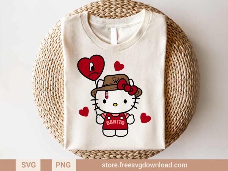 Hello Kitty Bad Bunny SVG & PNG, svg files for Cricut, SVG file for Silhouette, separated svg, shirt svg, aesthetic svg, bad bunny svg, benito svg, hello kitty svg, bad bunny heart svg