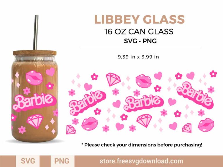 Barbie Libbey Glass SVG & PNG, svg files for silhouette, svg files for cricut, separated svg, trending svg, Barbie svg, barbie doll svg, barbie logo svg, barbie libbey can glass svg, beer glass svg, libbey svg