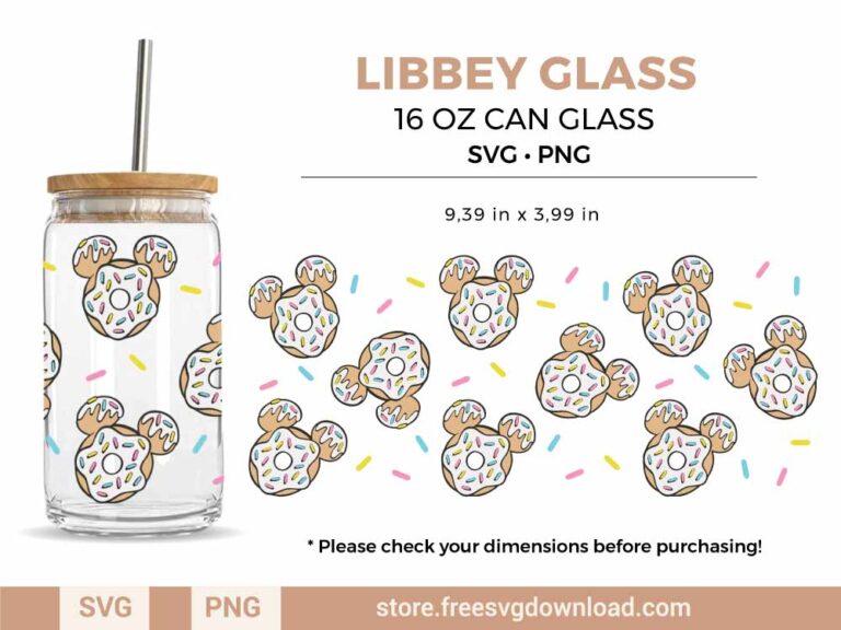 Mickey Donut Libbey Glass SVG & PNG, svg files for silhouette, svg files for cricut, separated svg, trending svg, mickey mouse svg, Minnie mouse svg, disney svg, mickey libbey can glass svg, beer glass svg, libbey svg