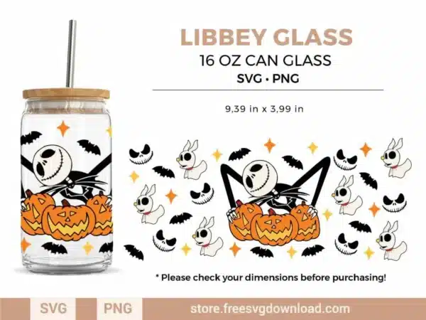 Nightmare Before Christmas Libbey Can Glass SVG
