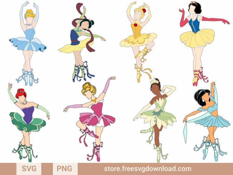 Disney Princess Ballerina SVG Bundle & PNG, SVG Free Download, svg files for cricut, ballerina svg, disney svg, elsa svg, ariel svg, disney princess svg, Mermaid SVG, jasmine svg, cinderella svg, snow white svg, belle svg, tiana svg, aurora svg, jasmine svg, mulan svg