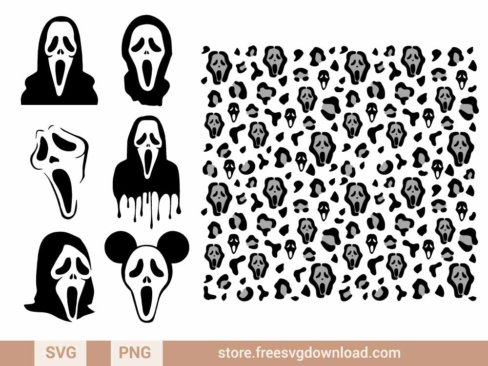 Ghost Face SVG Bundle & PNG, SVG Free Download, svg files for cricut, halloween svg, scram svg, horror svg, ghost face leopard svg, ghost face mickey svg, ghost face drip svg, scream face svg